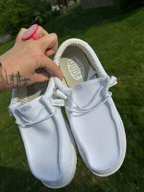 Hey Dude Wally Stretch Sox White Slip On Coastal Dadcore Minimal  3313 SIZE 12